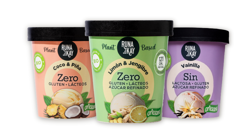 Tres tarrinas Runakay: Coco & Piña, Limón & Jengibre y Vainilla